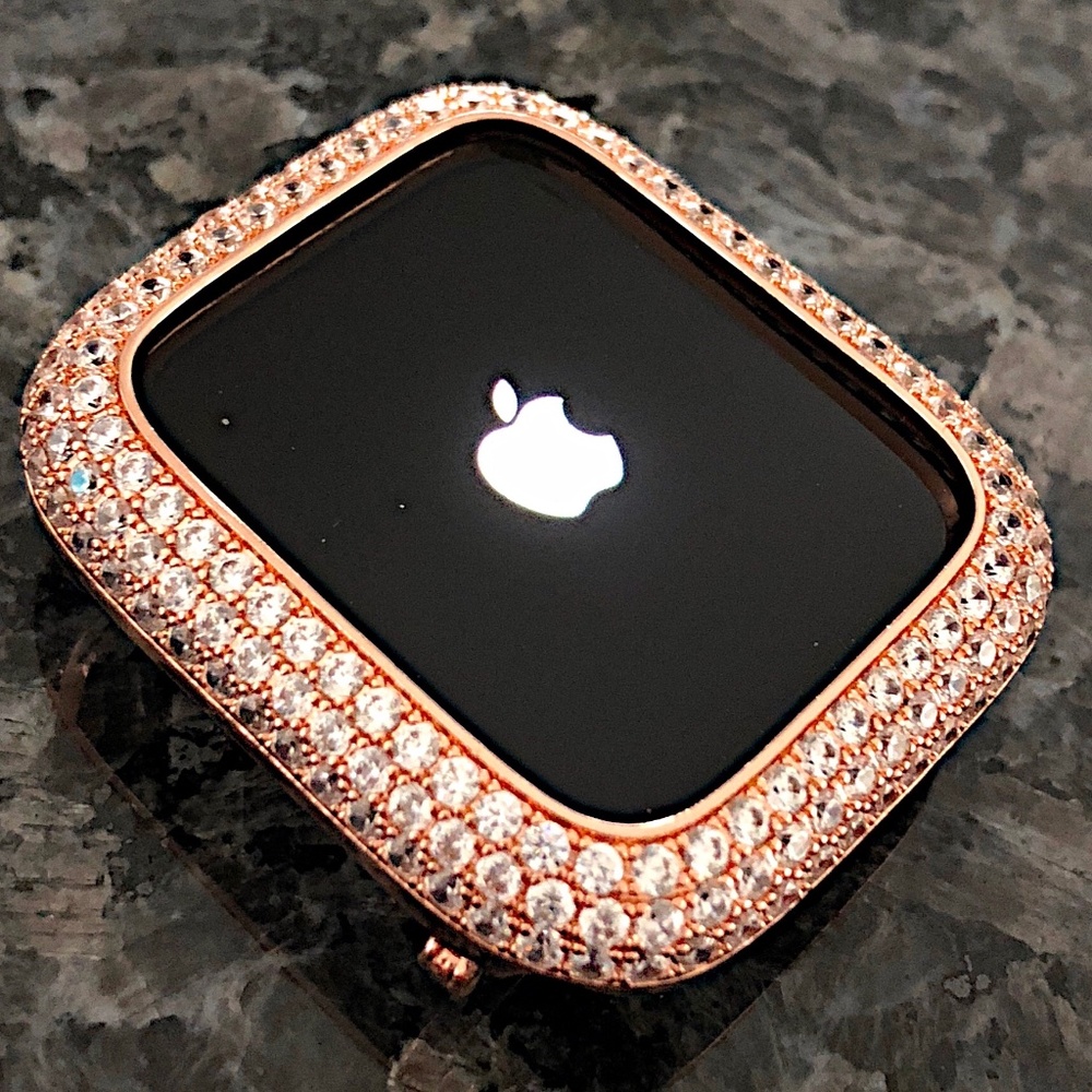 Apple Watch case cover bumper in Rose gold with lab diamonds